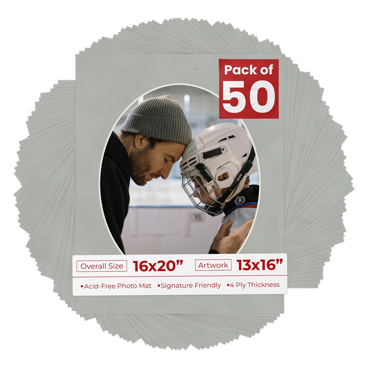 Light Grey Suede Mat Board for 16x20 Frames - Oval Opening for 13x16 Photos